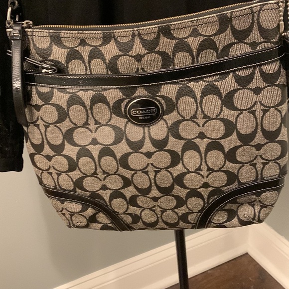 Coach Grey/Black Signature Crossbody Canvas with leather trim - Picture 1 of 11